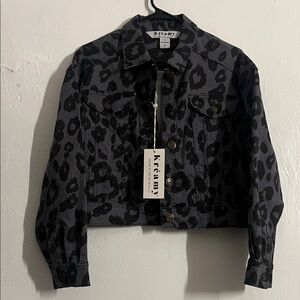 Black Leopard Print Jean Jacket